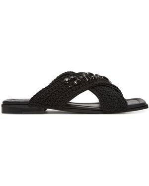 Inuikii Pantoletten Woven Crossed Stones 70104-369 - Schwarz
