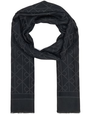 Calvin Klein Schal Emblem Aop Glossy Tonal Scarf Lv04F8096G - Schwarz