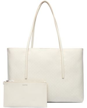 Calvin Klein Handtasche Emblem Aop Tote W/ Pouch Lv04F3266G - Weiß