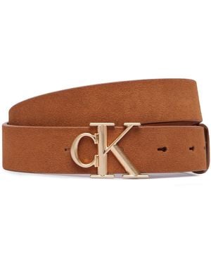 Calvin Klein Damengürtel Round Ck Buckle Suede Lv04F7144G - Braun