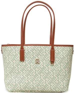 Tommy Hilfiger Handtasche Th Monoplay Leather Mini Tote Aw0Aw17415 - Grün
