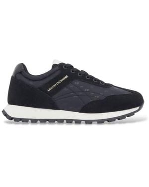 ARMANI EXCHANGE Baskets En Mesh Et Cuir Velours Avec Fermeture À Lacets - Bleu