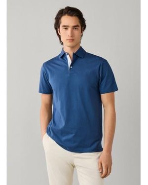 Hackett Polo Jersey Manche Courte Fit Classique Bleu