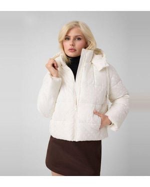 Guess Veste Matelassée Cropped Daisy Avec Logo - Blanc