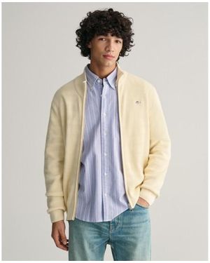 GANT Cardigan Rayé Avec Fermeture Éclair Et Texture - Bleu