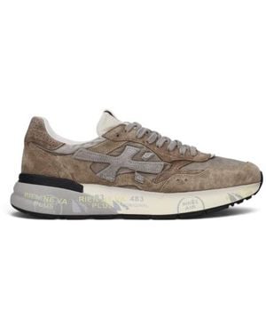 Premiata Chaussures En Cuir Mick0.1Taupe - Gris