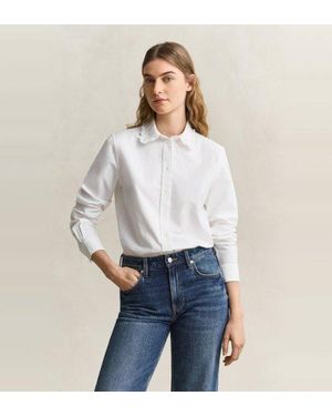 GANT Chemise Oxford Classique À Volants Blanche