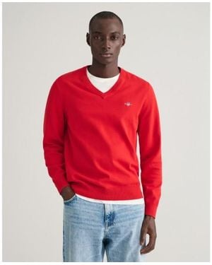 GANT Pull Classique À Col En V - Rouge
