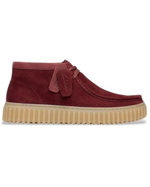 Clarks Bottines En Cuir Torhill Hi Marron - Rouge