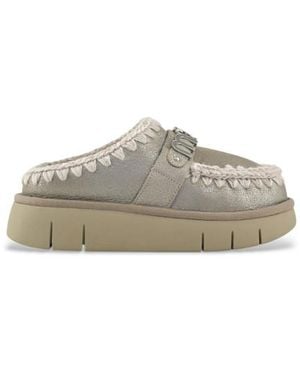 Mou Sabots En Cuir Spécial - Gris