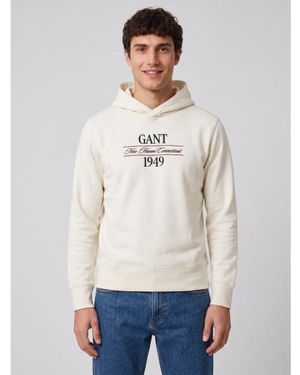 GANT Sweat À Capuche Graphique Crème - Blanc