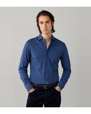 Hackett Chemise Melange Piqué Bleue