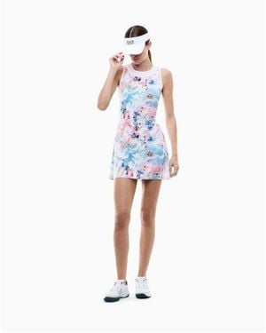 EA7 Robe Tennis Pro Blanche - Bleu