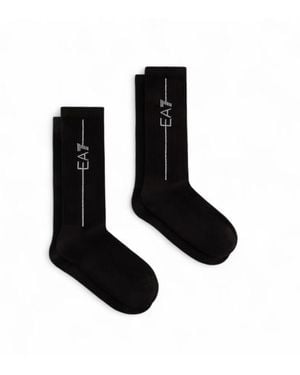EA7 Lot De 2 Paires De Chaussettes De Train Noires