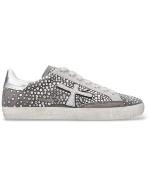 Premiata Baskets En Cuir Stevend - Gris