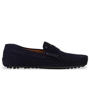 Hackett Chauffeur Mocassins En Cuir Saddle - Bleu