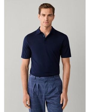 Hackett Polo Mélange Laine Mérinos Et Soie Fit Classique Marine - Bleu