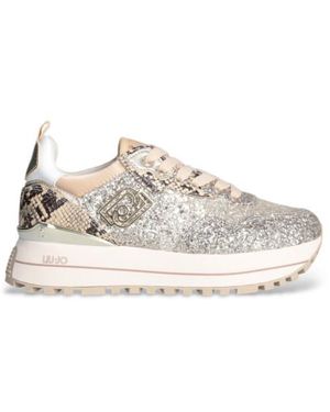 Liu Jo Baskets Avec Plateforme Et Paillettes Dorées - Neutre