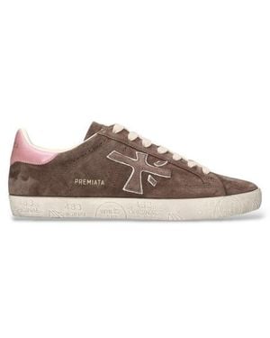 Premiata Baskets En Cuir Stevend - Marron
