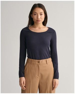 GANT T-Shirt Côtelé Rayé - Bleu