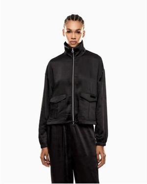 EA7 Veste Précieuse Noire À Effet Satiné