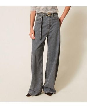 Twinset Jean Bouffant Cinq Poches Gris