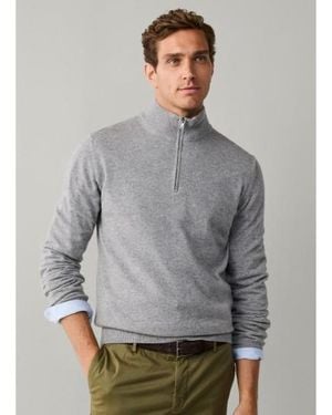 Hackett Pull À Fermeture Éclair Merino Cash Mix Hzip Gris