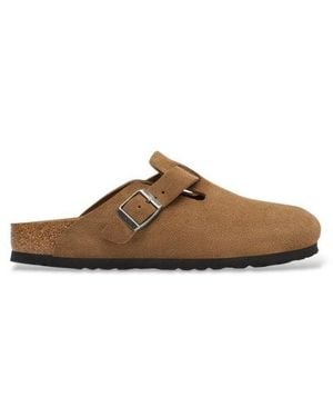 Birkenstock Sabots En Cuir Boston (Coupe Étroite) Marron