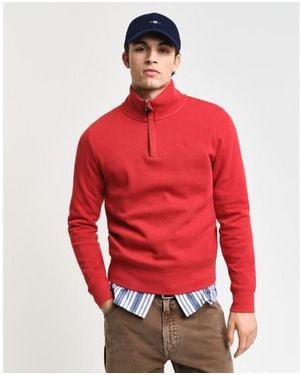 GANT Sacker Rib Half-Zip Sweatshirt - Rouge