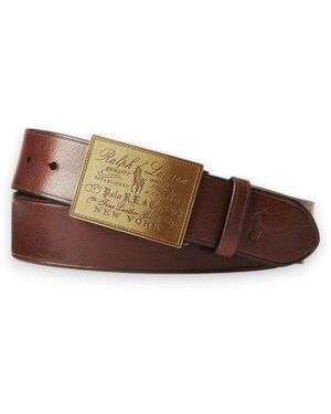 Polo Ralph Lauren Heritage Plaque-Boucle Ceinture En Cuir - Marron