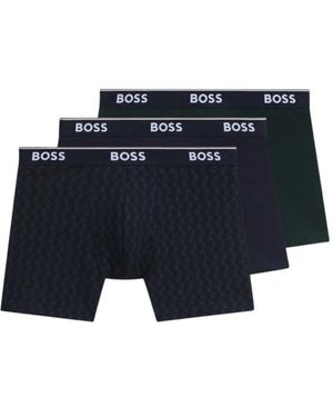 BOSS Lot De 3 Boxers Imprimés Bleu Marine
