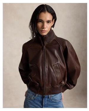 Polo Ralph Lauren Veste D'Aviateur En Cuir Marron