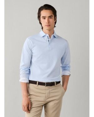 Hackett Polo Piqué Manches Longues Coupe Classique Bleu