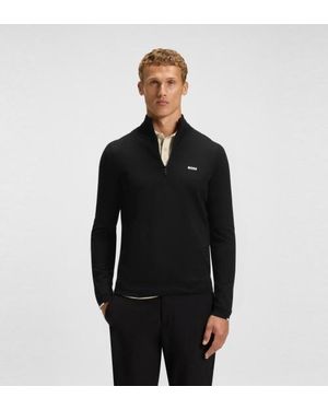 BOSS Pull Col Montant Demi-Zip - Noir
