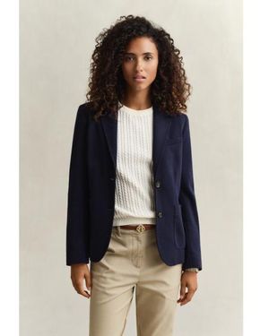 GANT Blazer Americana Slim Fit En Piqué Marine - Bleu