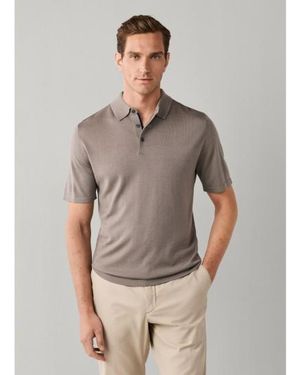 Hackett Polo Mélange Laine Mérinos Et Soie Fit Classique - Gris