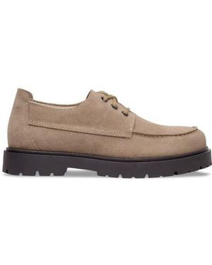 Birkenstock Chaussures En Cuir Highwood Moc (Coupe Régulière) Taupe - Marron
