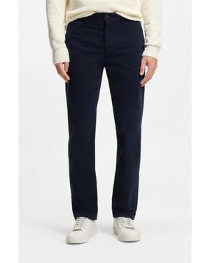 BOSS Pantalon Coupe Régulière En Satin De Coton Extensible - Bleu