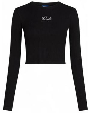 Karl Lagerfeld T-Shirt Côtelé - Noir