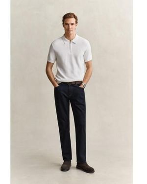 GANT Jean Coupe Régulière Délavé Bleu Foncé - Blanc