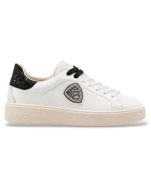 Blauer Chaussures Victory En Cuir - Blanc