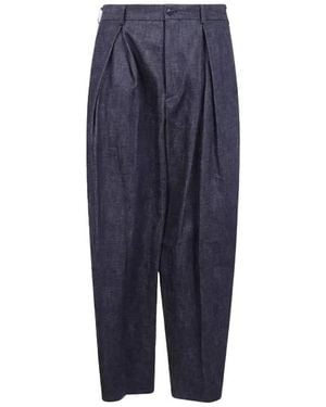 HOMME PLUS Pleated Denim Pants 1 - Blue