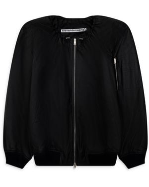 Alexander Wang Scoop Neck Gathered Bomber - Black