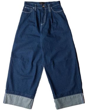 Simone Rocha Wide Leg Puddle Denim Jeans W/ Emb - Blue