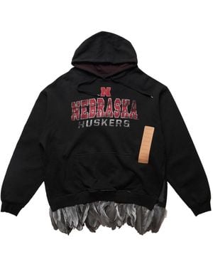 4SDESIGNS Nebraska Huskers Feather Trim Hoodie - Black
