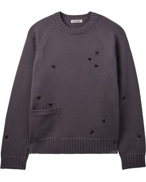 Undercover Embroidered Patch Pocket Sweater - Purple