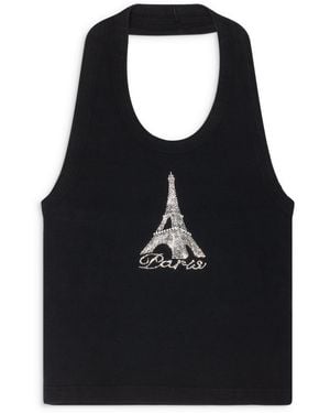 Vetements Crystal Paris Halter Tanktop - Black