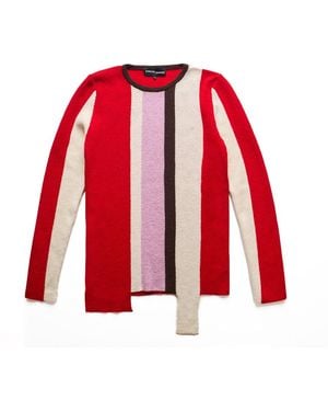 Edward Cuming Intarsia Vertical Stripe Sweater - Red