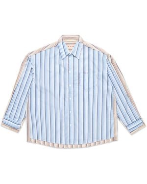 Marni Striped Long Sleeve Double Shirt - Blue