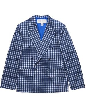 ERL Check Double Breasted Jacket - Blue